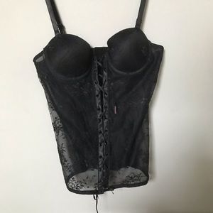Black lace vintage corset bustier